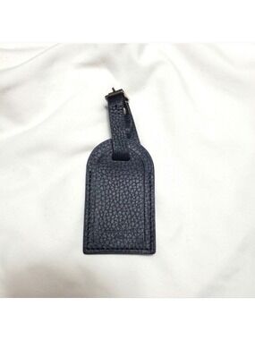 AUTHENTIC LOUIS Vuitton Black Leather Luggage Tag Small